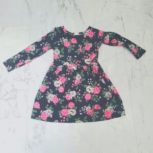 Black flower print dress